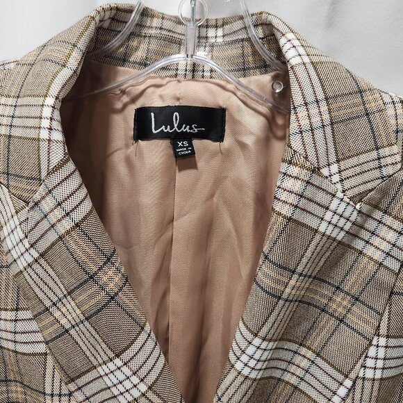 Lulus Manchester Moment Tan and White Plaid Coat - Picture 6 of 6